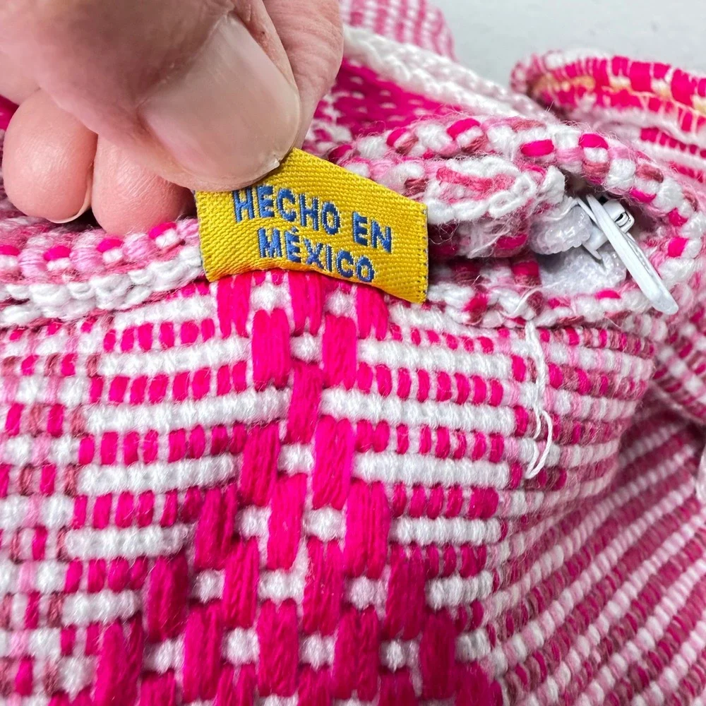 Pinzon Woven Backpack Womens Pink Geometric‎ Artisan Boho Small